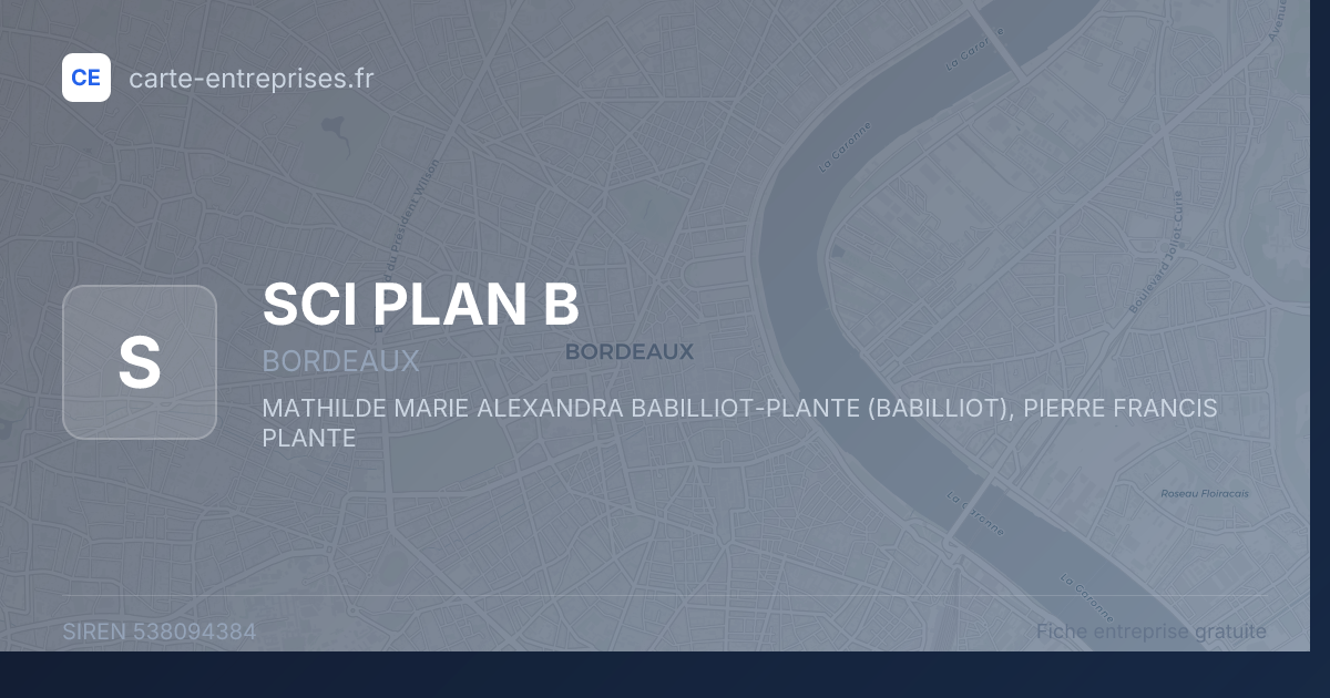 SCI PLAN B — 538094384 — fiche entreprise