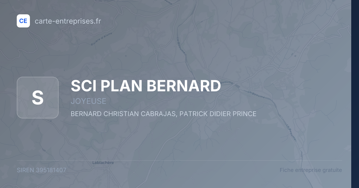 SCI PLAN BERNARD — 395181407 — fiche entreprise