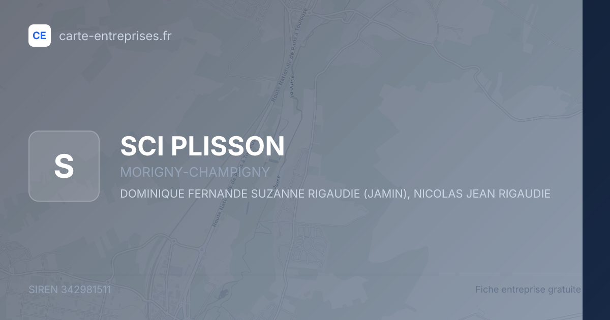 SCI PLISSON — 342981511 — fiche entreprise