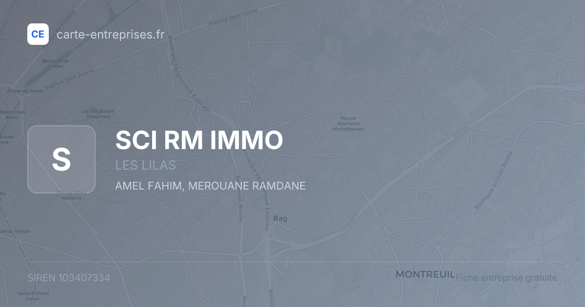 SCI RM IMMO — 103407334 — fiche entreprise