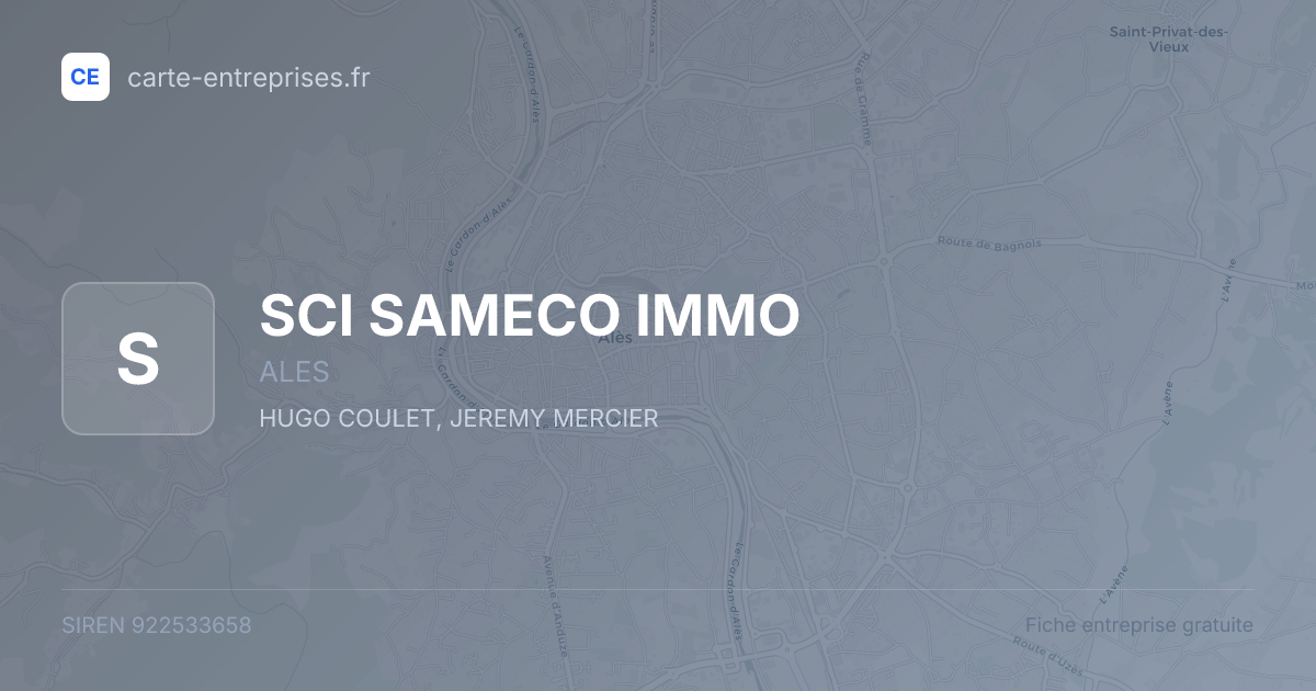 SCI SAMECO IMMO — 922533658 — fiche entreprise