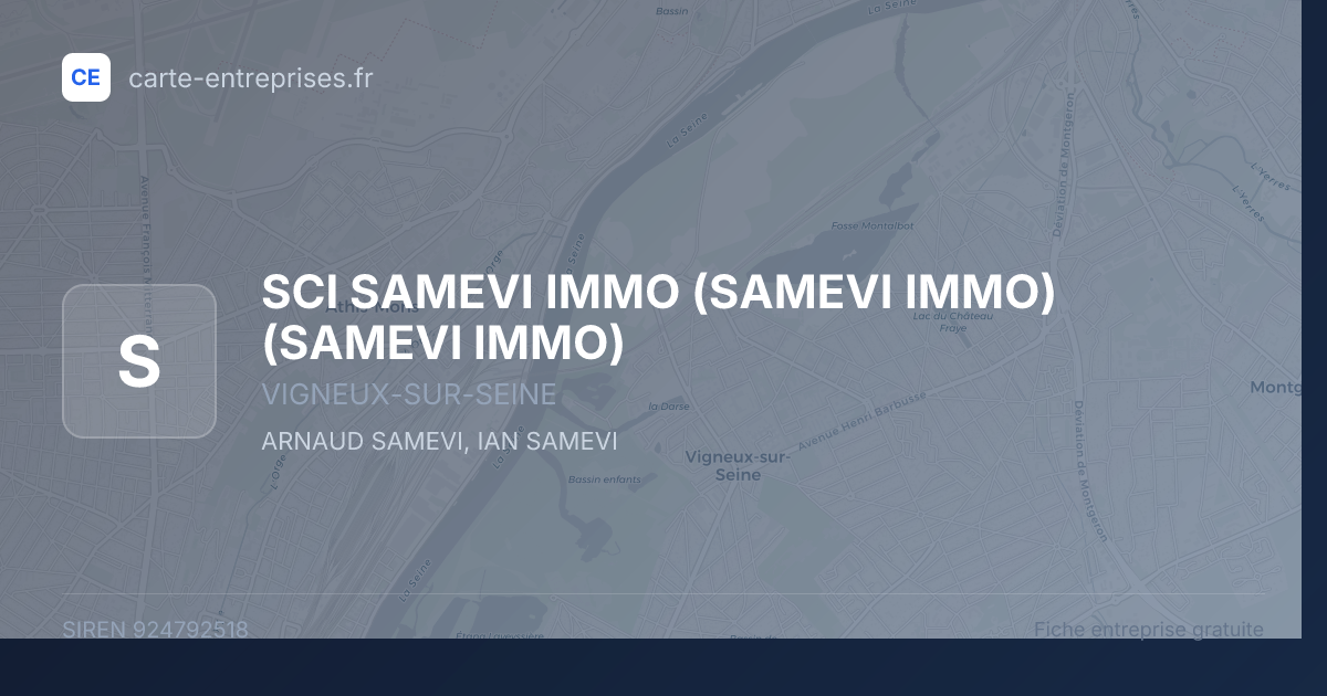 SCI SAMEVI IMMO (SAMEVI IMMO) (SAMEVI IMMO) — 924792518 — fiche entreprise