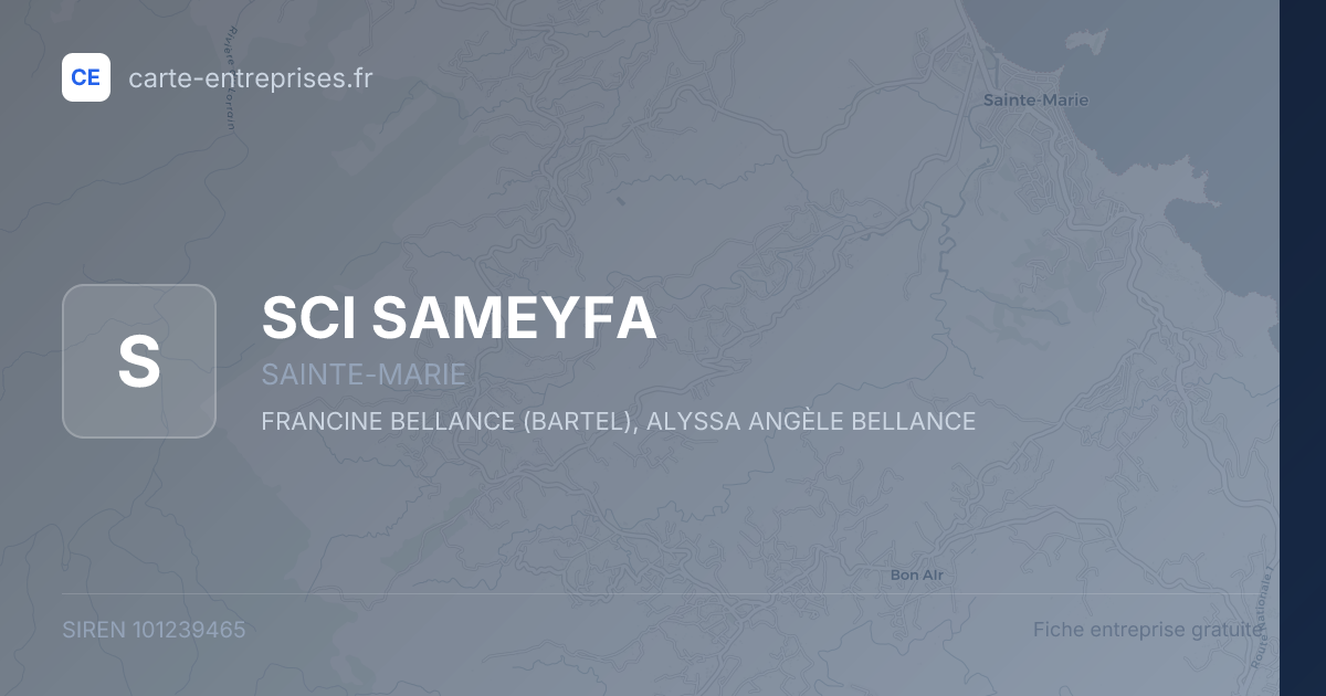 SCI SAMEYFA — 101239465 — fiche entreprise