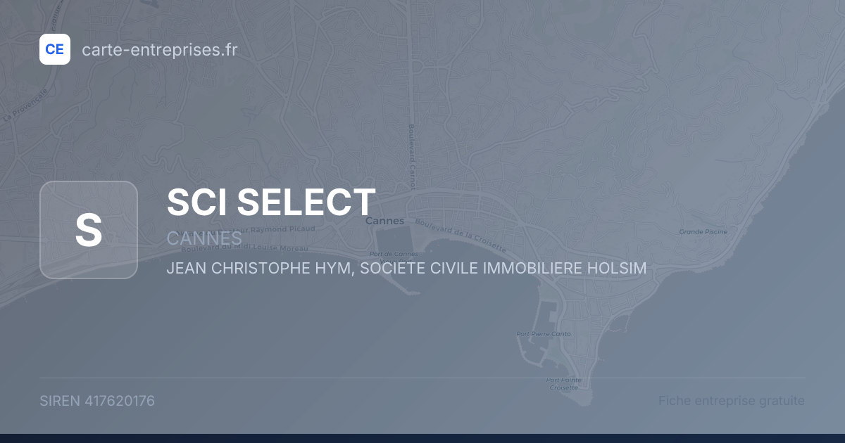 SCI SELECT — 417620176 — fiche entreprise