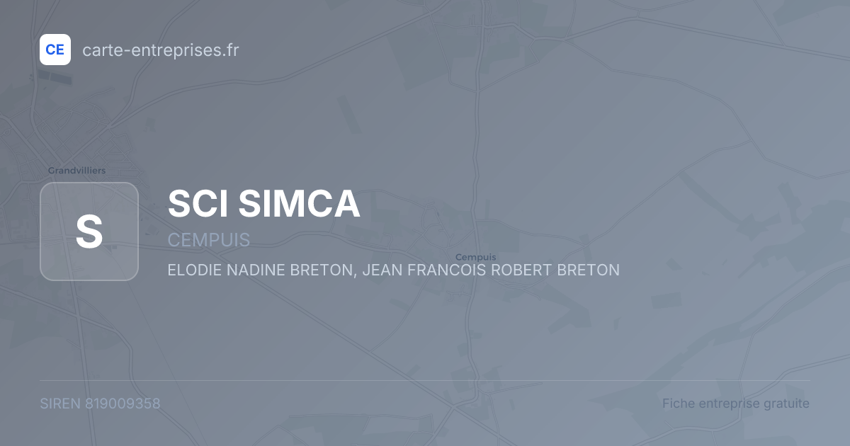 SCI SIMCA — 819009358 — fiche entreprise