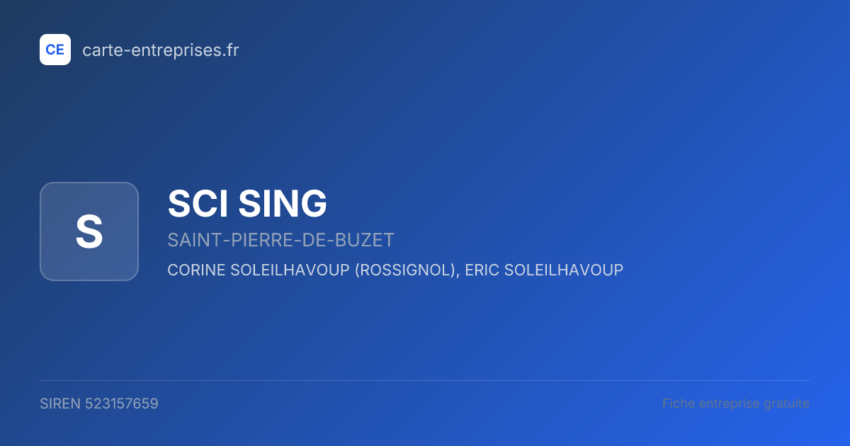 SCI SING — 523157659 — fiche entreprise