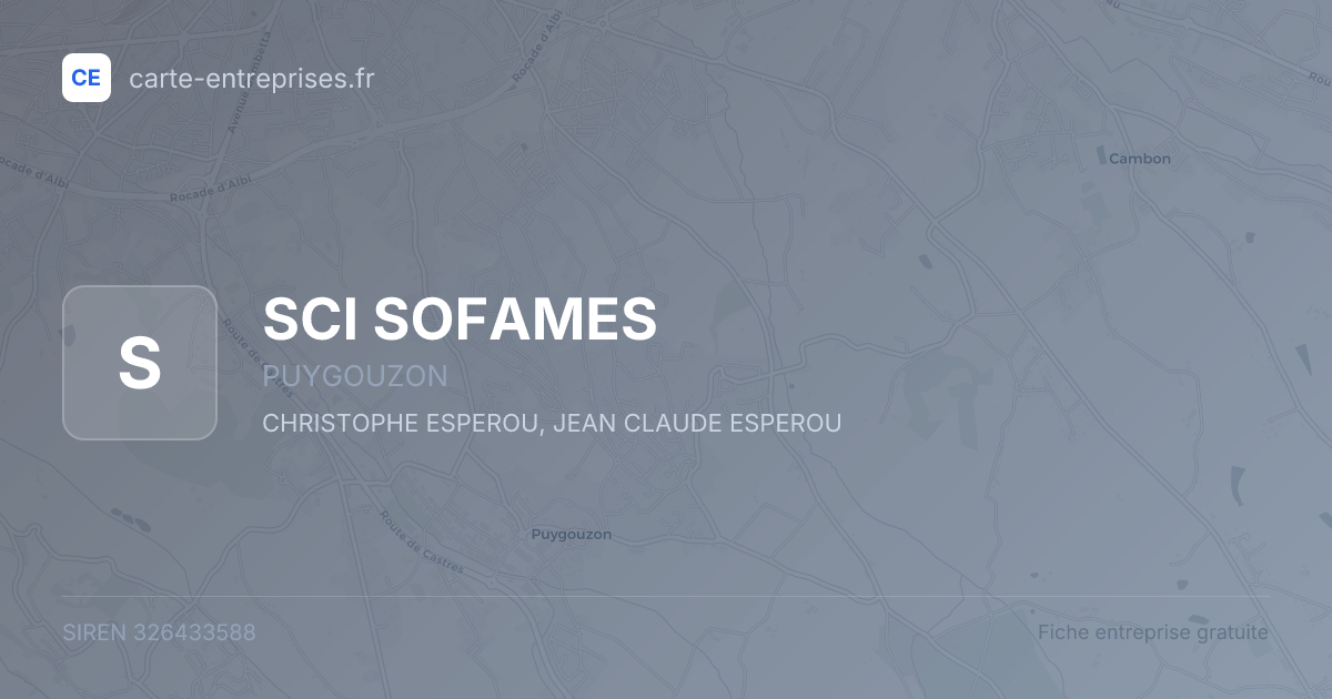 SCI SOFAMES — 326433588 — fiche entreprise