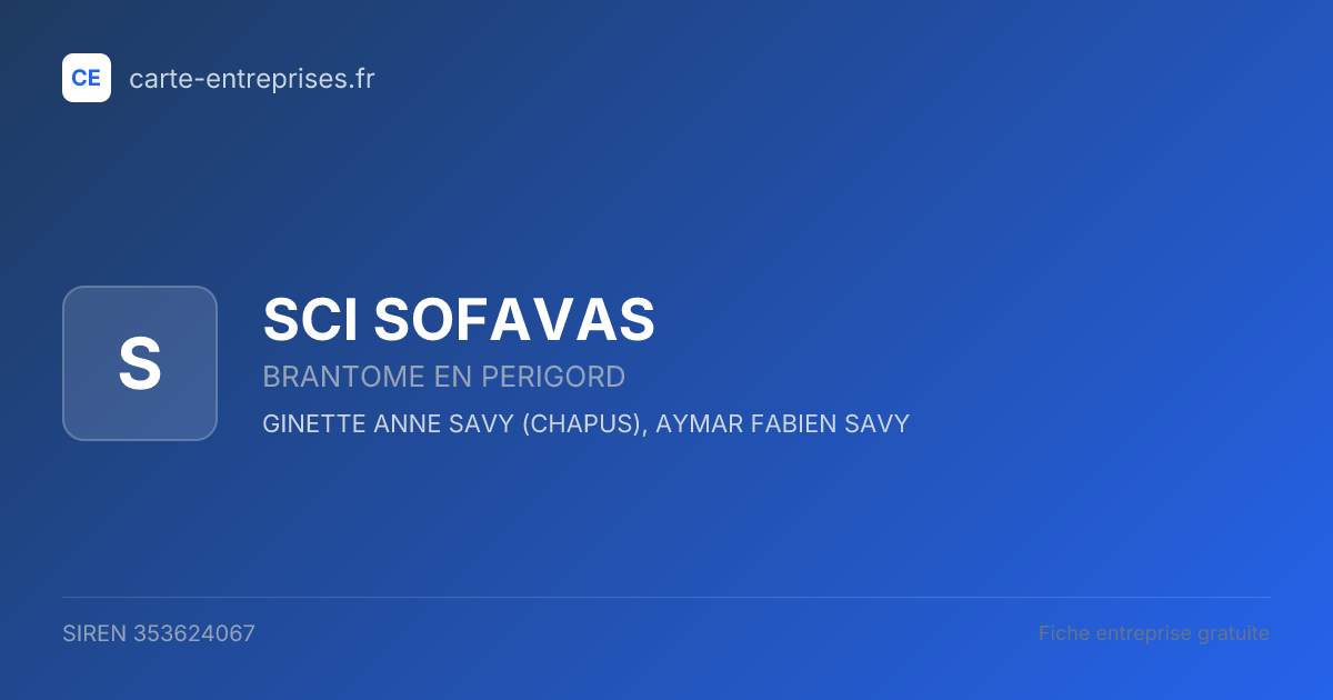 SCI SOFAVAS — 353624067 — fiche entreprise