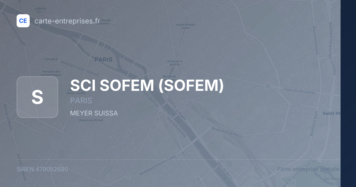 SCI SOFEM (SOFEM) — 479052680 — fiche entreprise