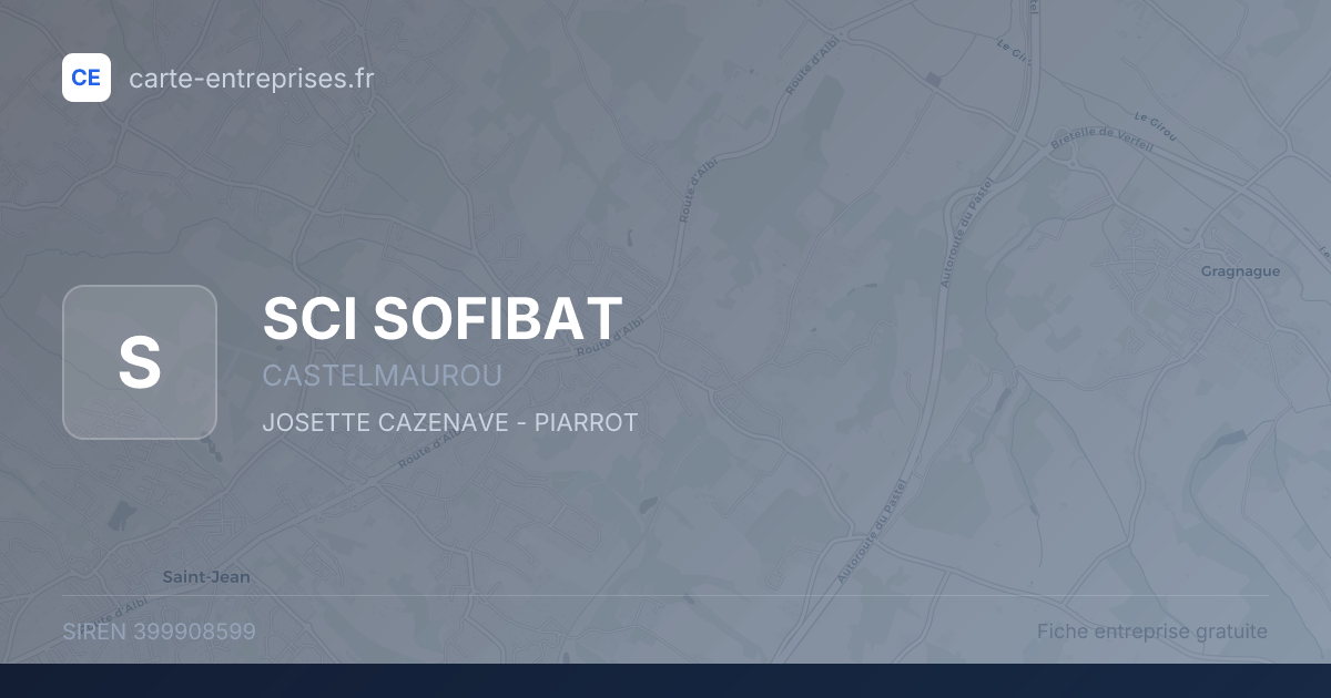 SCI SOFIBAT — 399908599 — fiche entreprise