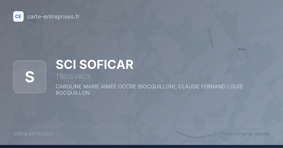 SCI SOFICAR — 481304947 — fiche entreprise