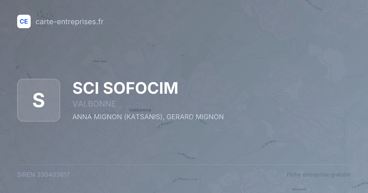 SCI SOFOCIM — 330403817 — fiche entreprise