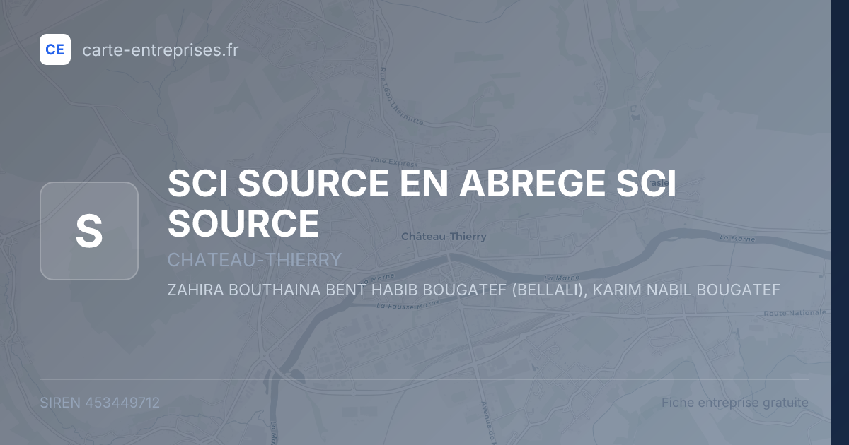 SCI SOURCE EN ABREGE SCI SOURCE — 453449712 — fiche entreprise