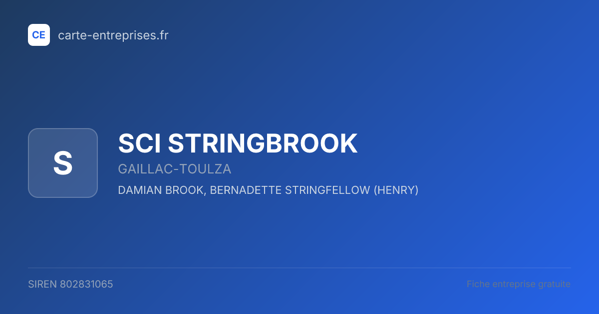 SCI STRINGBROOK — 802831065 — fiche entreprise