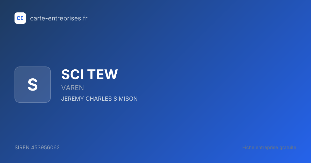 SCI TEW — 453956062 — fiche entreprise