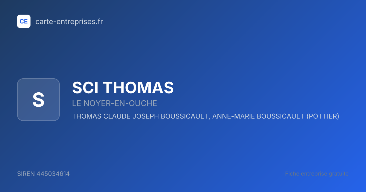 SCI THOMAS — 445034614 — fiche entreprise