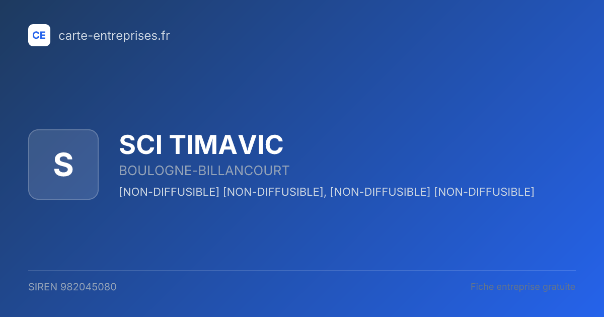 SCI TIMAVIC — 982045080 — fiche entreprise