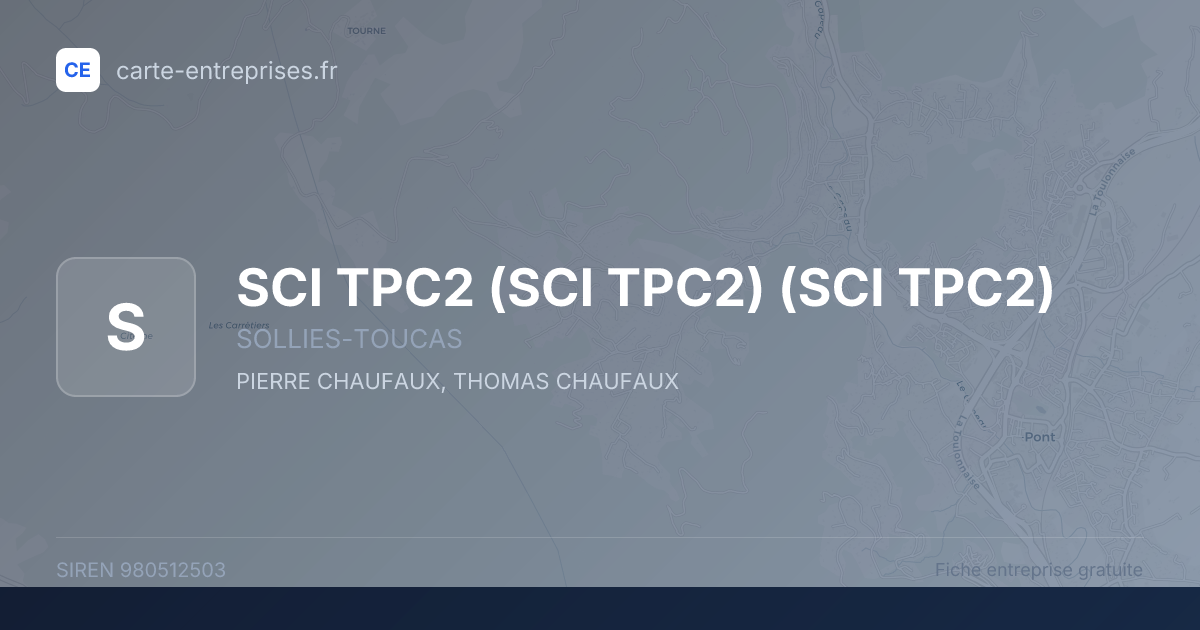 SCI TPC2 (SCI TPC2) (SCI TPC2) — 980512503 — fiche entreprise