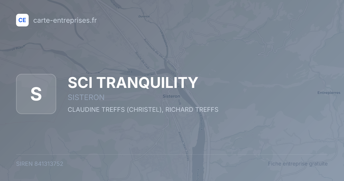 SCI TRANQUILITY — 841313752 — fiche entreprise