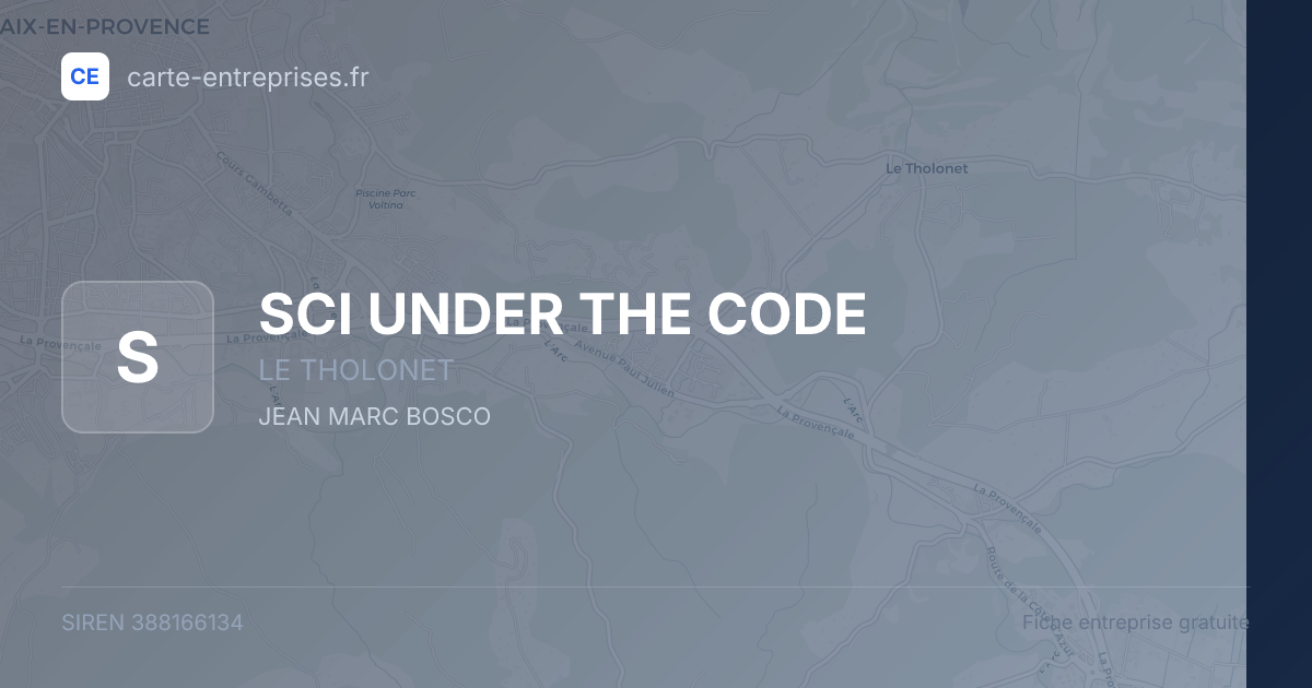 SCI UNDER THE CODE — 388166134 — fiche entreprise
