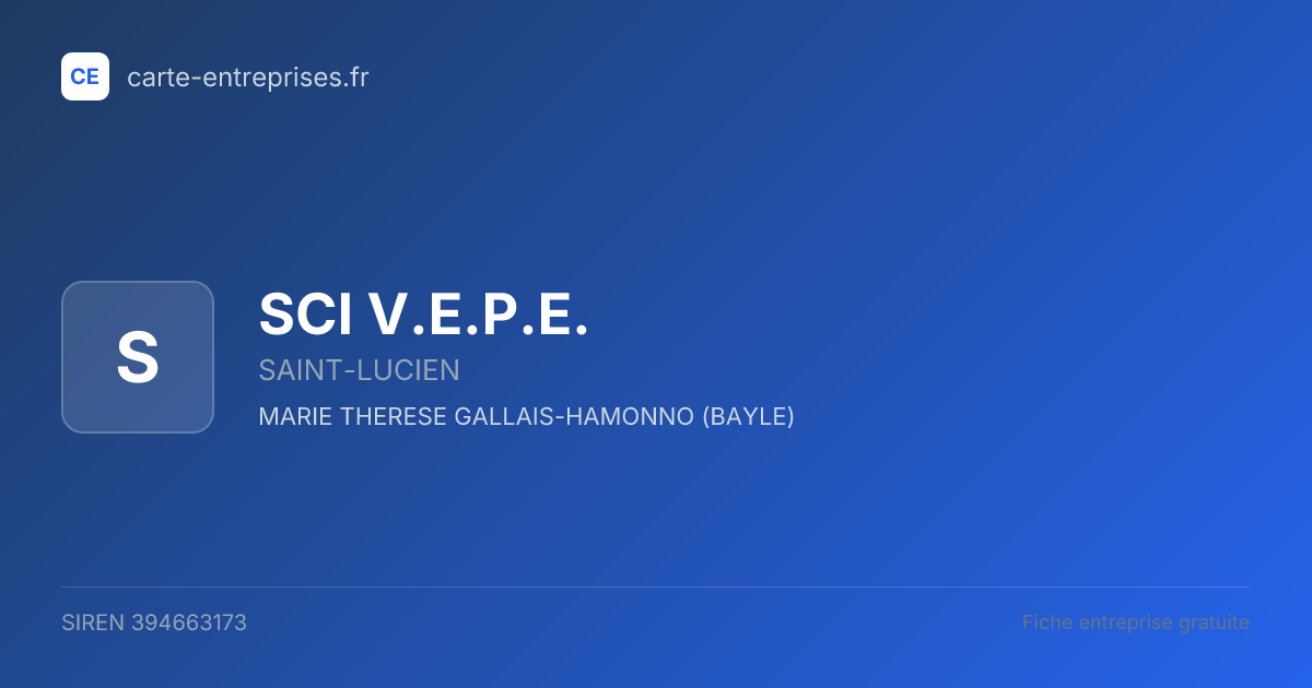 SCI V.E.P.E. — 394663173 — fiche entreprise