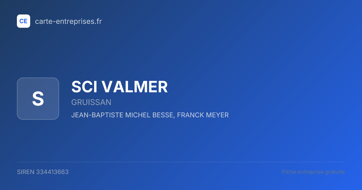 SCI VALMER — 334413663 — fiche entreprise