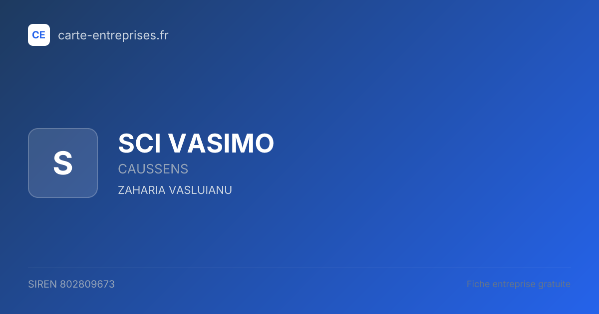 SCI VASIMO — 802809673 — fiche entreprise