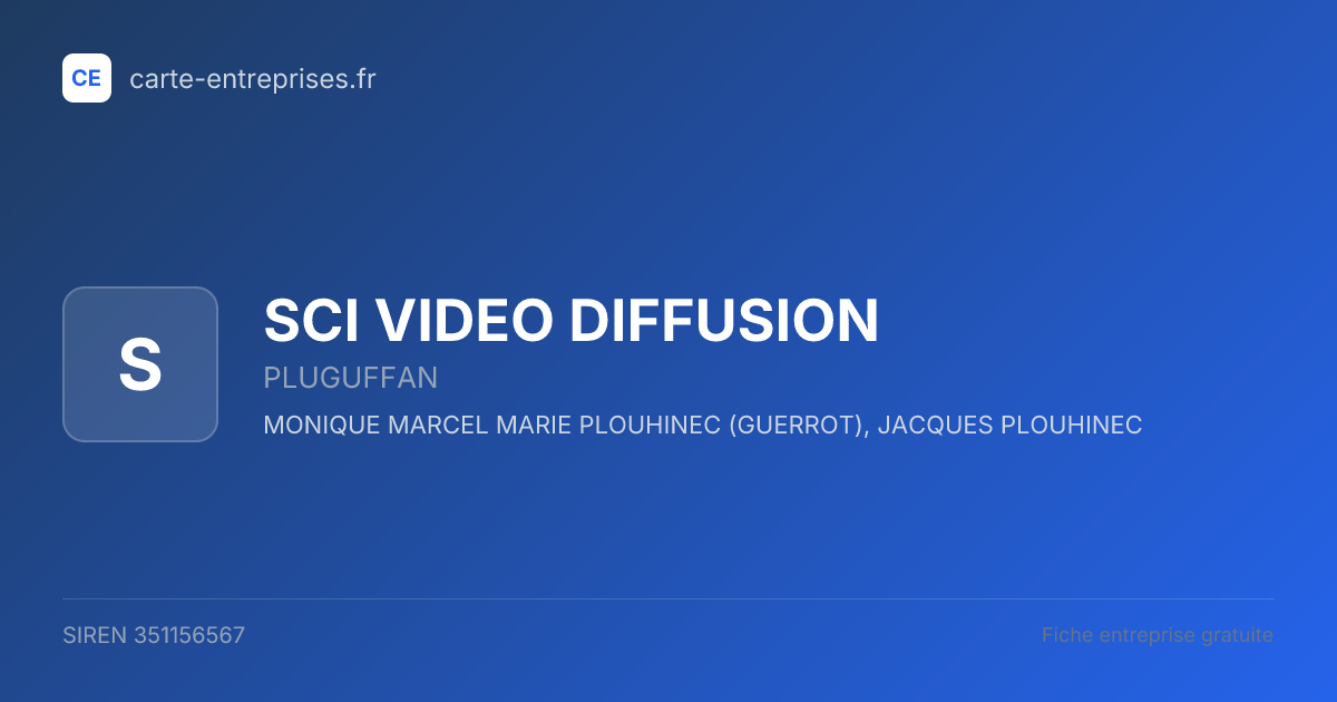 SCI VIDEO DIFFUSION — 351156567 — fiche entreprise