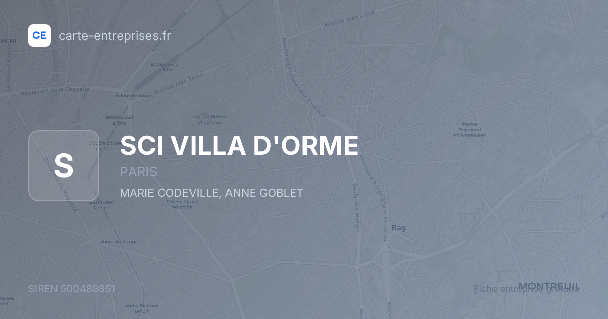 SCI VILLA D'ORME — 500489851 — fiche entreprise