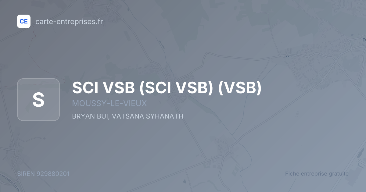 SCI VSB (SCI VSB) (VSB) — 929880201 — fiche entreprise