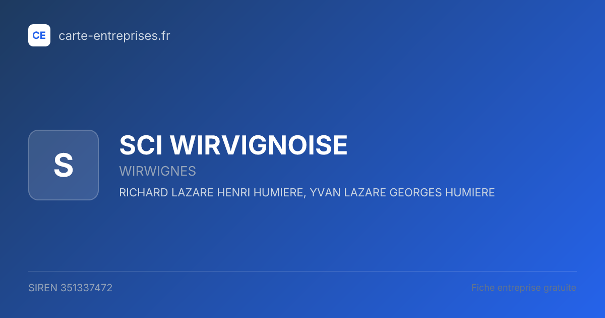 SCI WIRVIGNOISE — 351337472 — fiche entreprise
