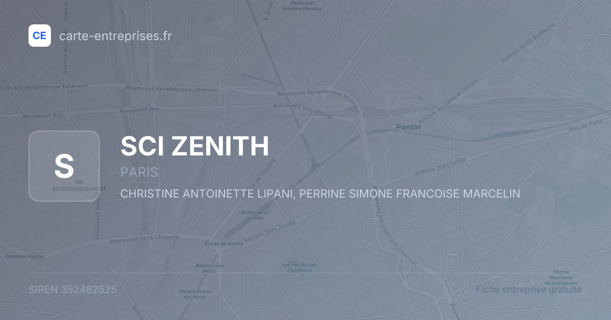 SCI ZENITH — 352482525 — fiche entreprise