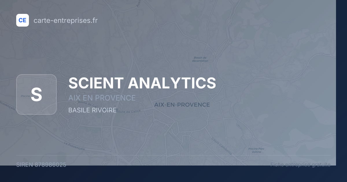 SCIENT ANALYTICS — 878986025 — fiche entreprise