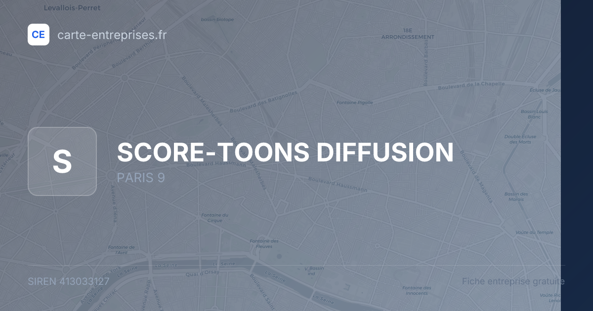 SCORE-TOONS DIFFUSION — 413033127 — fiche entreprise