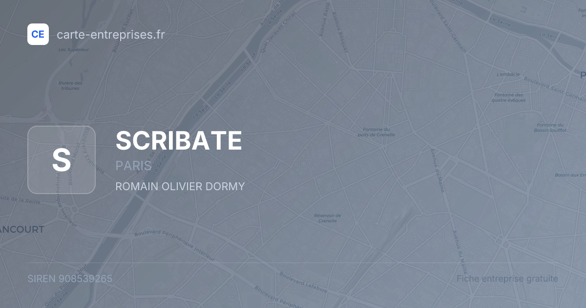 SCRIBATE — 908539265 — fiche entreprise