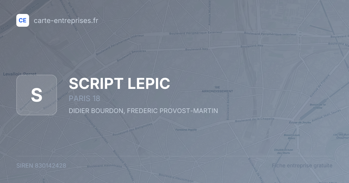 SCRIPT LEPIC — 830142428 — fiche entreprise