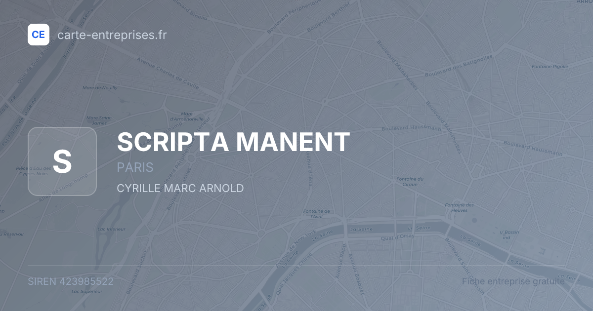 SCRIPTA MANENT — 423985522 — fiche entreprise