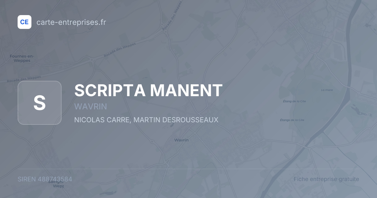 SCRIPTA MANENT — 488743584 — fiche entreprise