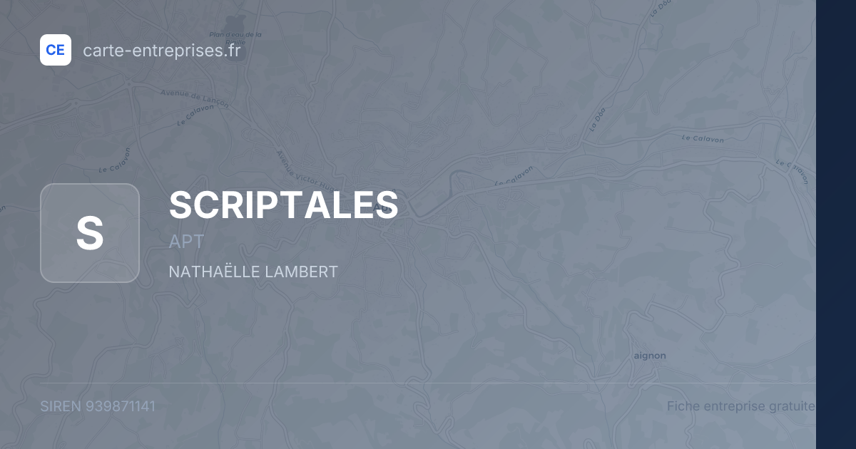SCRIPTALES — 939871141 — fiche entreprise