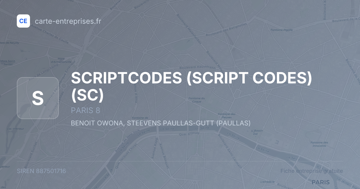 SCRIPTCODES (SCRIPT CODES) (SC) — 887501716 — fiche entreprise