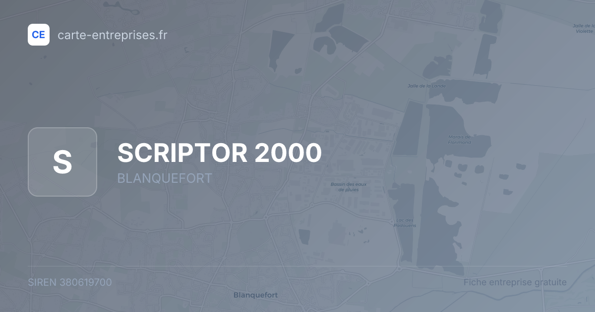 SCRIPTOR 2000 — 380619700 — fiche entreprise