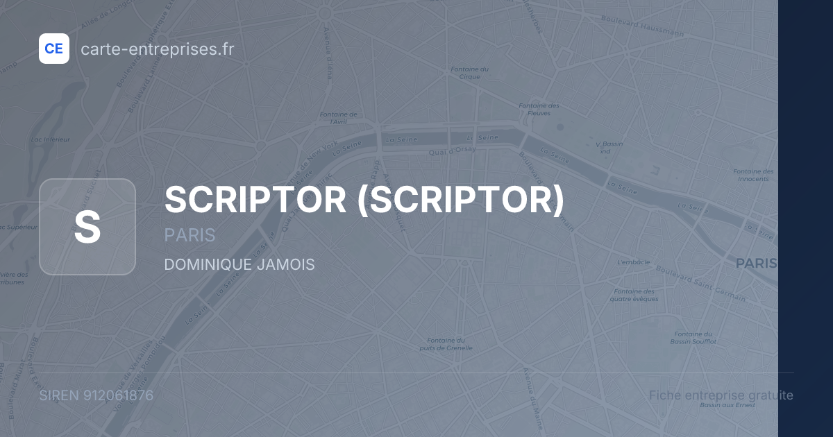 SCRIPTOR — 912061876 — fiche entreprise