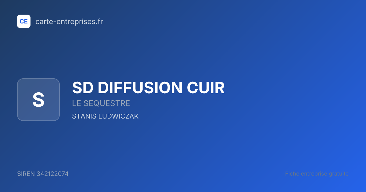 SD DIFFUSION CUIR — 342122074 — fiche entreprise