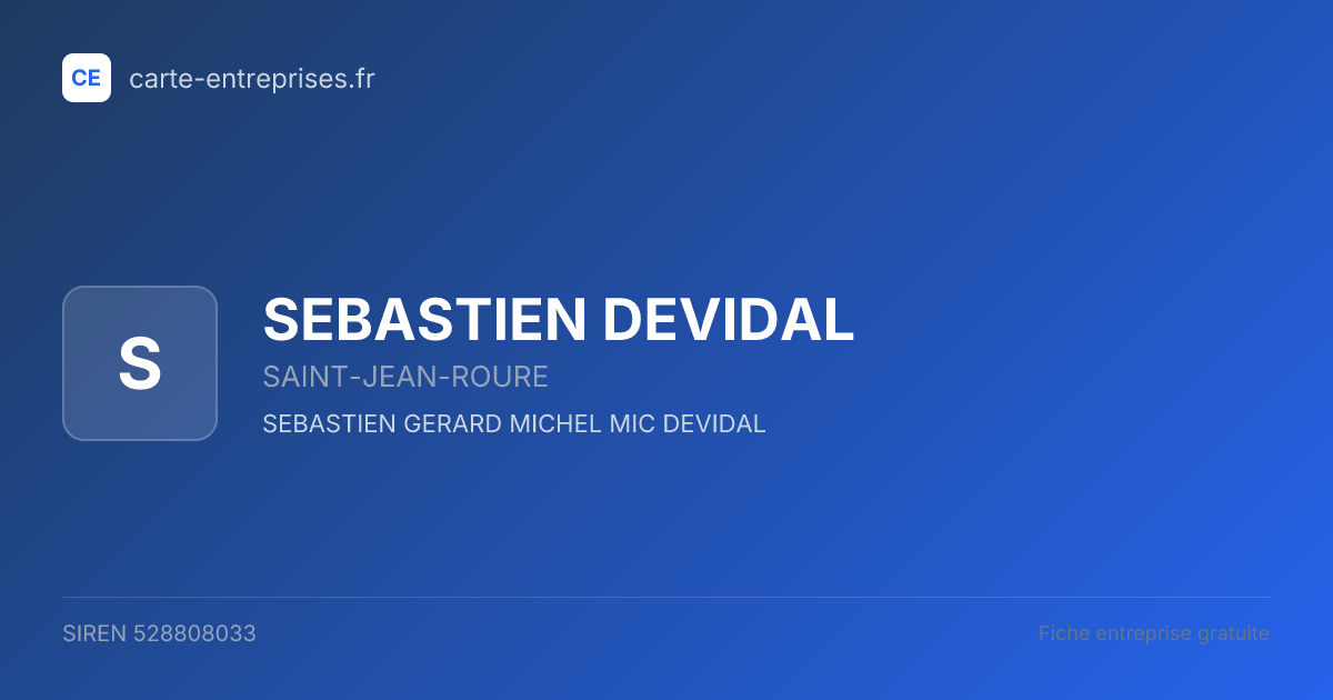 SEBASTIEN DEVIDAL — 528808033 — fiche entreprise