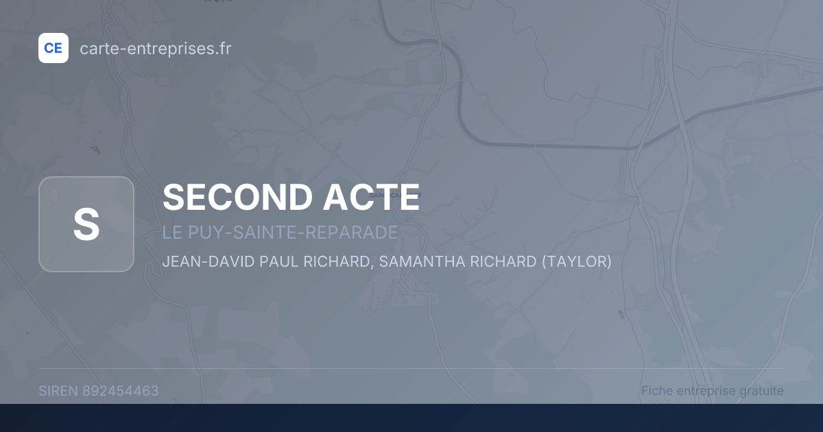 SECOND ACTE — 892454463 — fiche entreprise