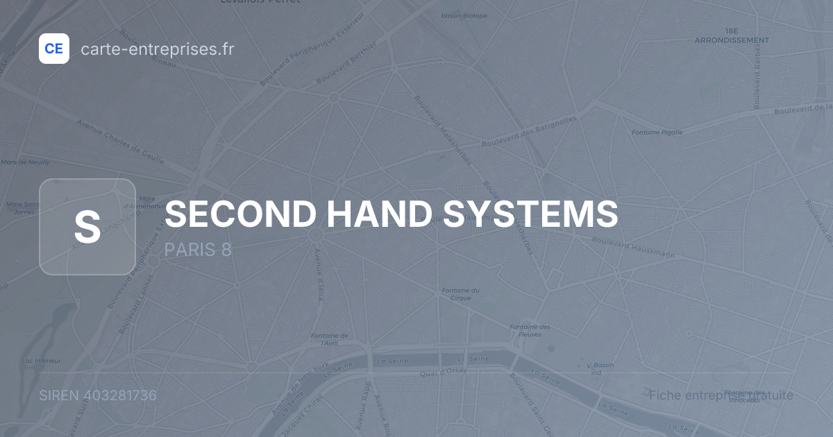 SECOND HAND SYSTEMS — 403281736 — fiche entreprise