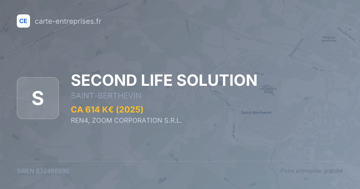 SECOND LIFE SOLUTION — 832466890 — fiche entreprise
