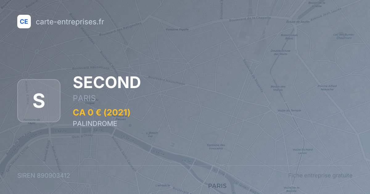 SECOND — 890903412 — fiche entreprise