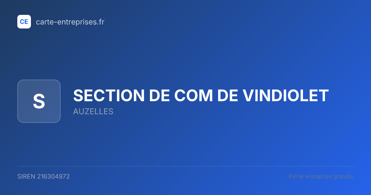SECTION DE COM DE VINDIOLET — 216304972 — fiche entreprise