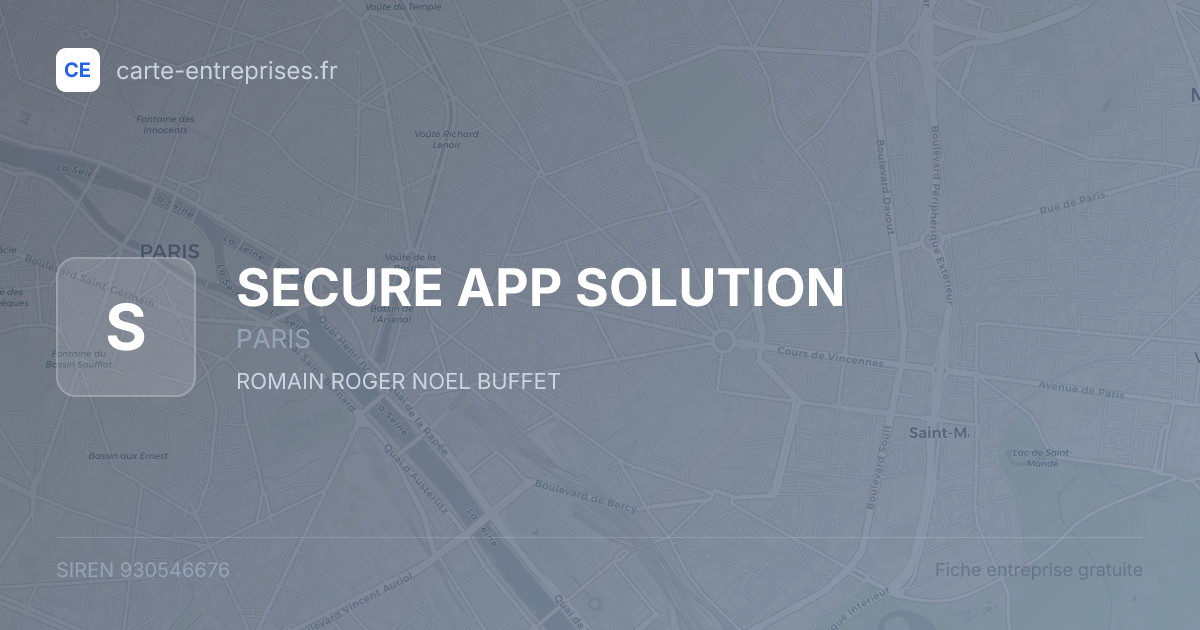 SECURE APP SOLUTION — 930546676 — fiche entreprise